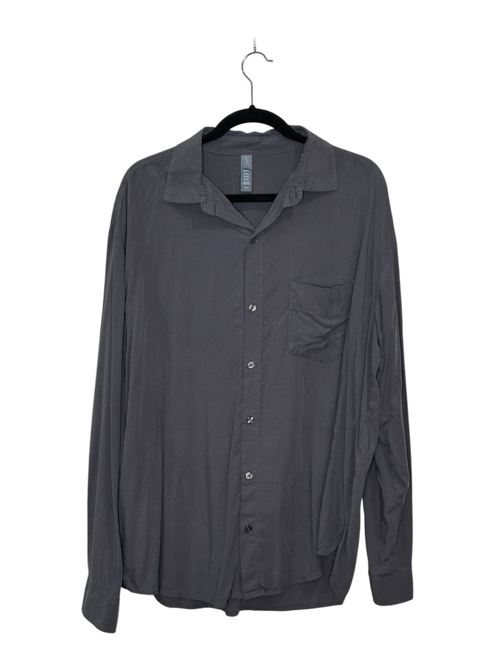 Skims Men's Casual Button-Up Shirt in Charcoal Gray. Minimalist.